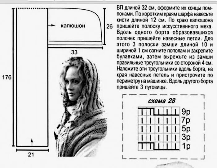 Капор спицами схемы и описание Капюшоны, Вязание, Схемы вязания