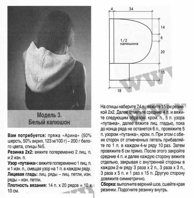 Капор спицами схемы и описание вязание-2 panosundaki Pin