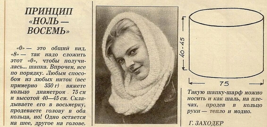 Капор труба спицами с описанием и схемами Мода в СССР: время, когда у каждой женщины была "труба" или "чулок". А у вас был