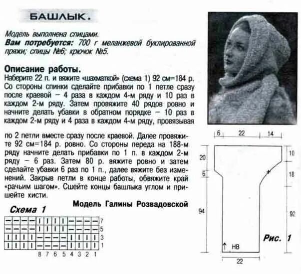 Капор женский связать крючком схема и описание башлык Beginner knitting patterns, Crochet hooded scarf pattern, Knitted hats