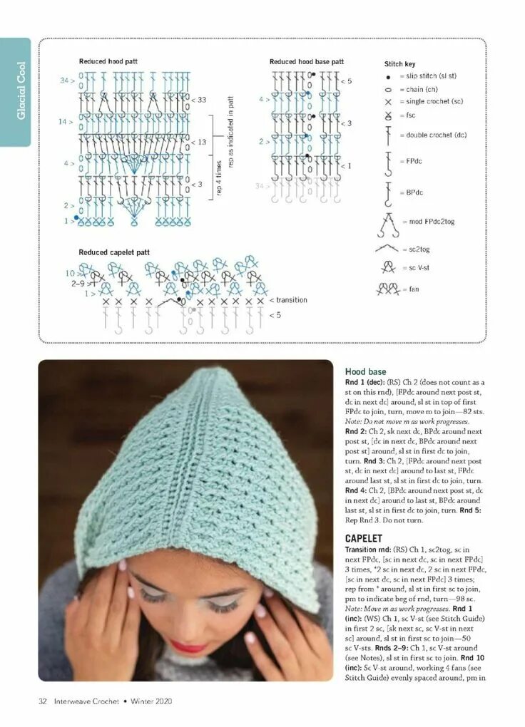 Капор женский связать крючком схема и описание Interweave Crochet Winter 2020 . Обсуждение на LiveInternet - Российский Сервис 