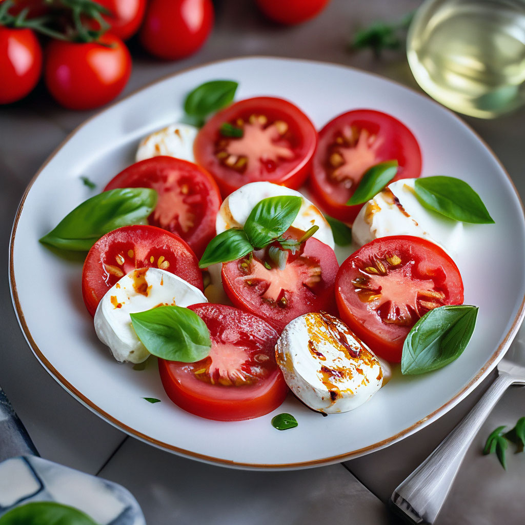 Капрезе с моцареллой и помидорами фото "Caprese with mozzarella and tomatoes" - image created in Shedevrum