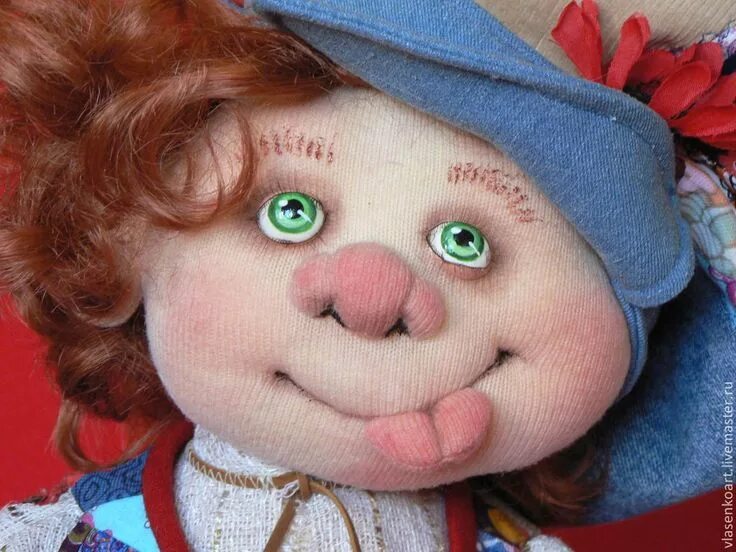 Капроновая кукла фото Домовенок с ложкой Soft sculpture dolls, Soft dolls, Doll face