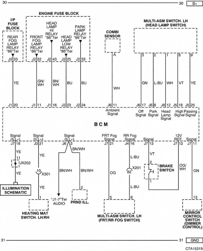 Каптива распиновка Body Controller (BCM) (Chevrolet Captiva 1 2006-2018: Electrical equipment: Elec