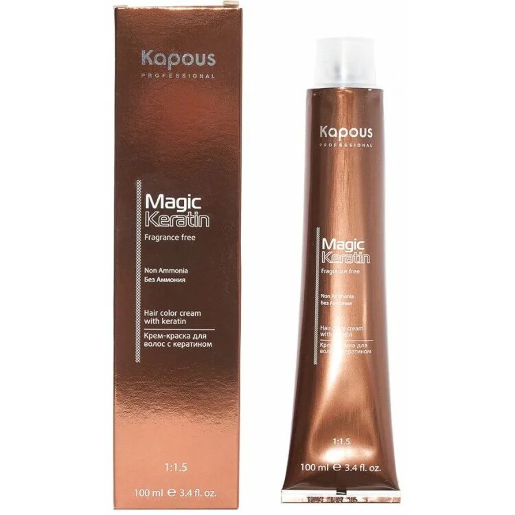 Капус шоколад фото Kapous Крем-краска Kapous Magic Keratin "Non Ammonia" 911. Ультра-светл серебрис