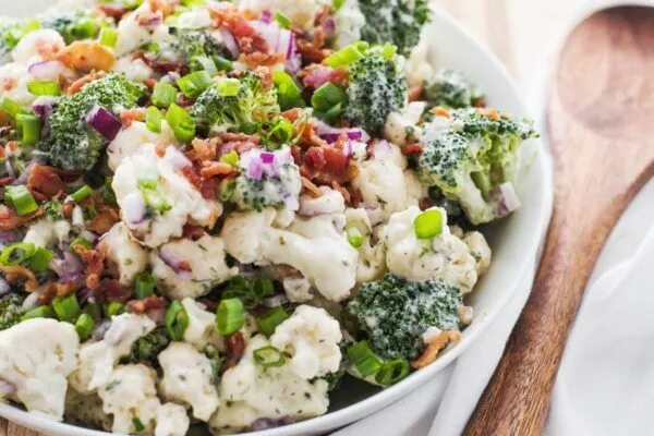 Капуста брокколи фото рецепты салаты Creamy Ranch Cauliflower & Broccoli Salad Healthy Little Peach Healthy recipes, 