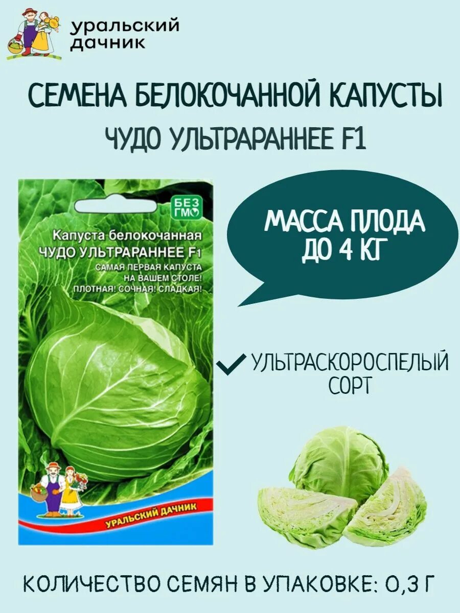 Капуста чудо ультрараннее описание сорта фото отзывы Семена белокочанной капусты ЧУДО УЛЬТРАРАННЕЕ F1 Уральский Дачник 153297332 купи