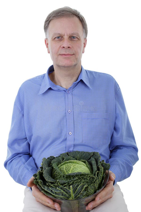 Капуста фото людей Man with cabbage stock photo. Image of sitting, people - 25077148