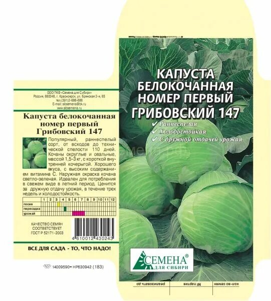 Капуста грибовская описание сорта фото отзывы Капуста бк № 1 Грибовский 147, 0,5г (цв.) Капуста. Семена овощей