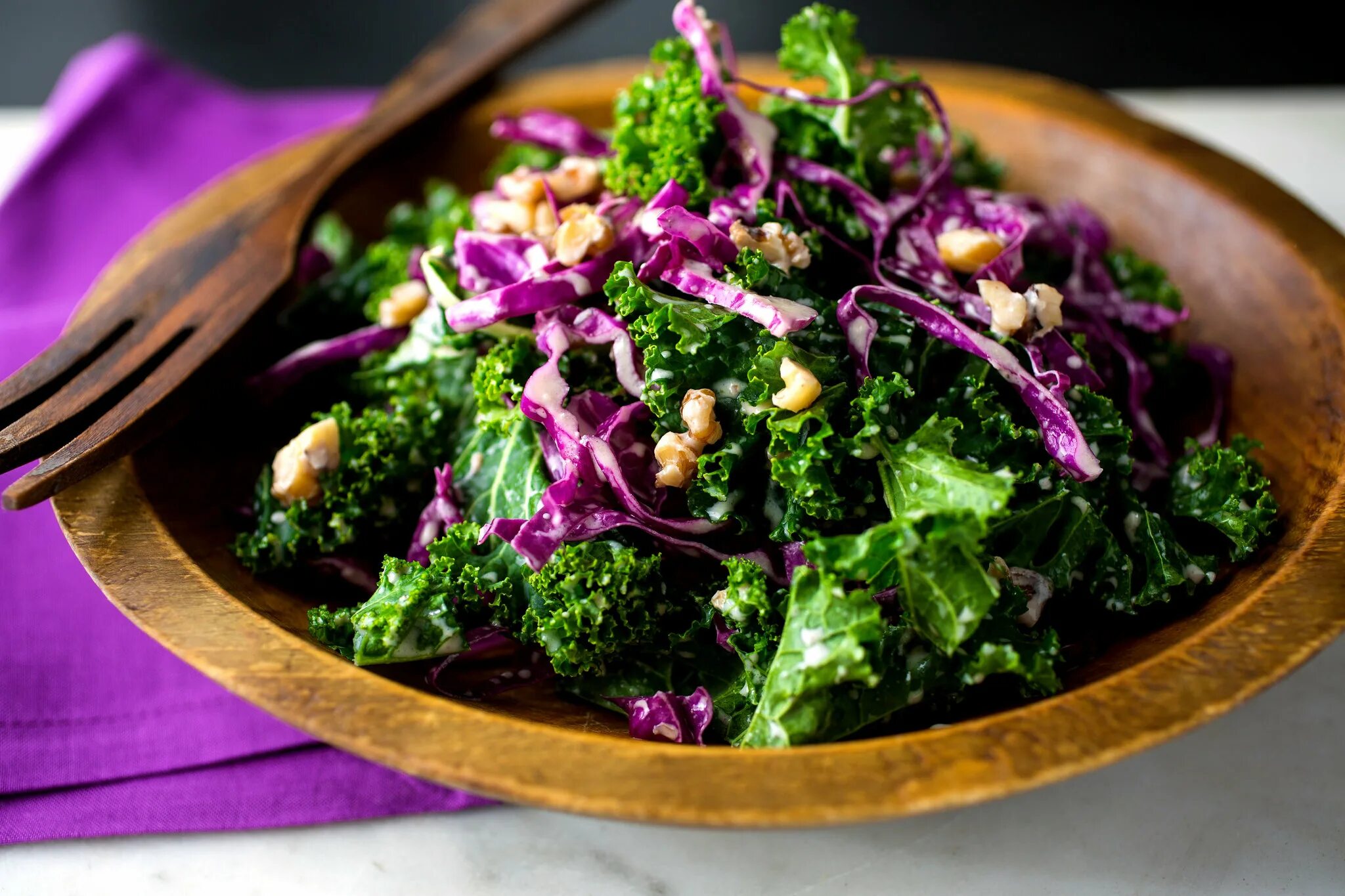 Капуста листовая рецепты приготовления с фото Kale and Red Cabbage Slaw With Walnuts Recipe