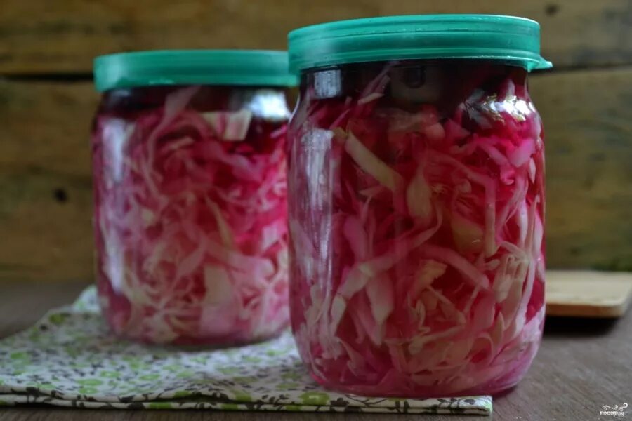 Капуста маринованная в банках фото Капуста, маринованная со свеклой в банке - пошаговый рецепт с фото на Повар.ру
