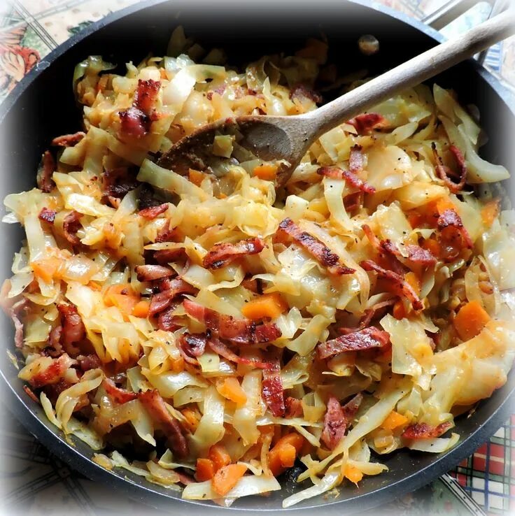 Капуста на ужин рецепты с фото DSCN1244.JPG 1,595 × 1,600 pixels Cabbage and bacon, Bacon fried cabbage, Fried 