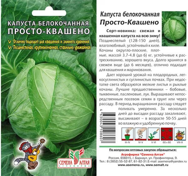 Капуста простоквашино описание сорта фото отзывы Капуста Просто-Квашено/Семена Алтая/цп 0,3 гр. кабачок, капуста, лук, морковь. С