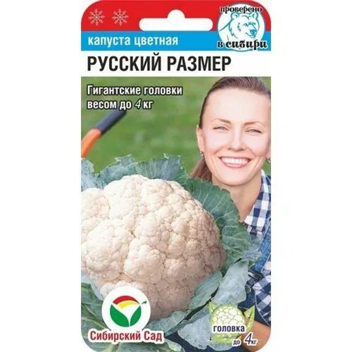 Капуста русский размер фото Капуста цветная Русский Размер Сибирский сад (71816): купить семена почтой в Рос