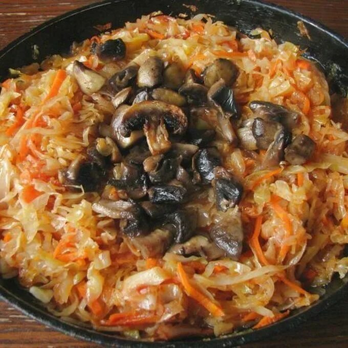 Капуста с грибами рецепт с фото Тушеная капуста с шампиньонами, рецепт с фото пошагово - Нямбург.ру
