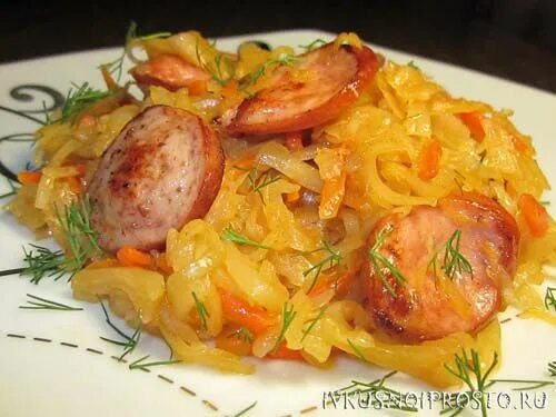Капуста с сосиской рецепт с фото Капуста с сосисками - пошаговый рецепт с фото И вкусно и просто Сосиски, Рецепты