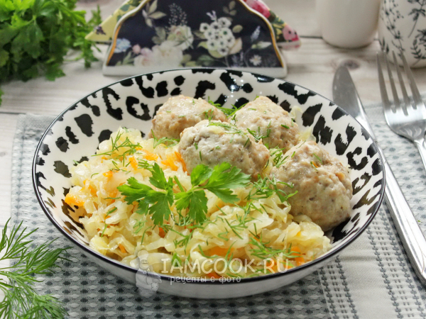 Капуста с тефтелями рецепт с фото Тушеная капуста с курицей - рецепты с фото