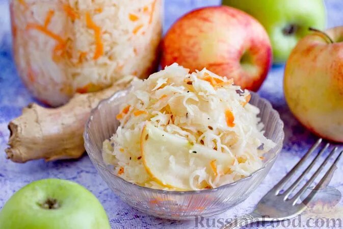 Капуста с яблоками рецепт с фото Рецепт: Квашеная капуста с яблоками и имбирём на RussianFood.com
