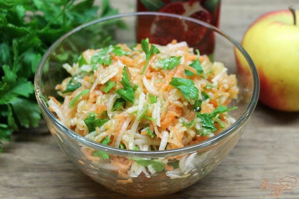 Капуста с яблоками салат с фото Салат из дайкона, моркови и яблока - пошаговый рецепт с фото Receita