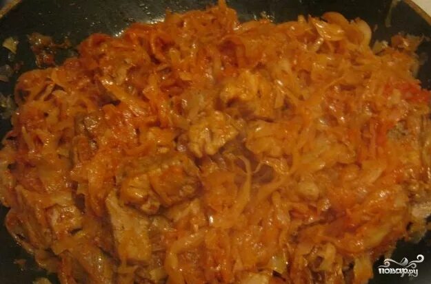 Капуста тушеная на сковороде рецепт с фото Тушеная кислая капуста с мясом - пошаговый рецепт с фото на Повар.ру