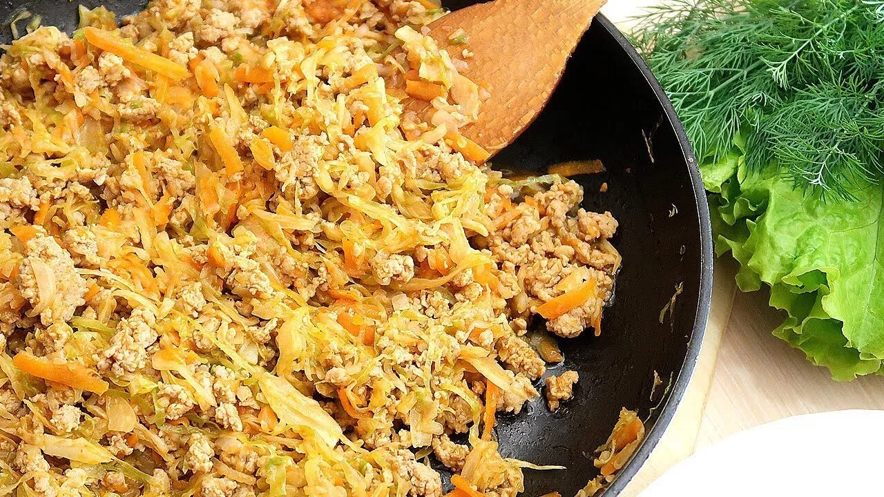 Капуста тушеная с фаршем с фото Молодая капуста тушеная с фаршем Вкусный обед для всей семьи - YouTube