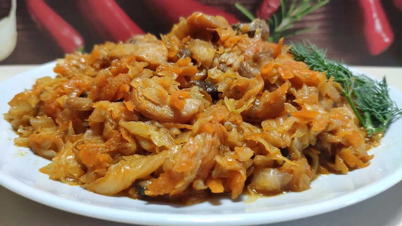 Капуста тушеная с грибами фото Тушёная капуста с грибами. Вкусный и простой постный, вегетарианский рецепт! - Y