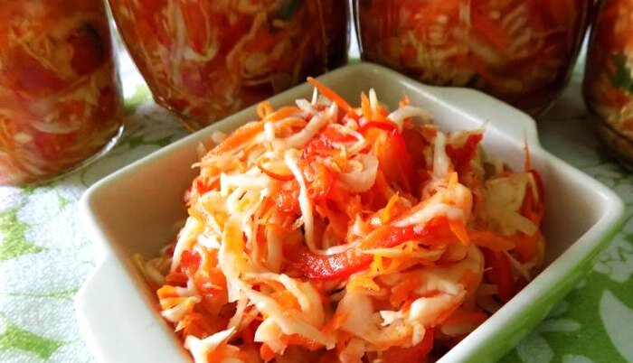 Капуста заливается горячим маринадом рецепт с фото Вкусный салат из капусты и перца на зиму - мой любимый: маринованный без маринад