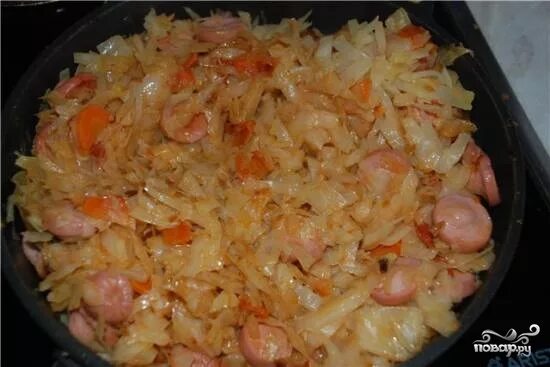 Капуста жареная с сосисками фото рецепт Капустная солянка с сосиской - пошаговый рецепт с фото на Повар.ру