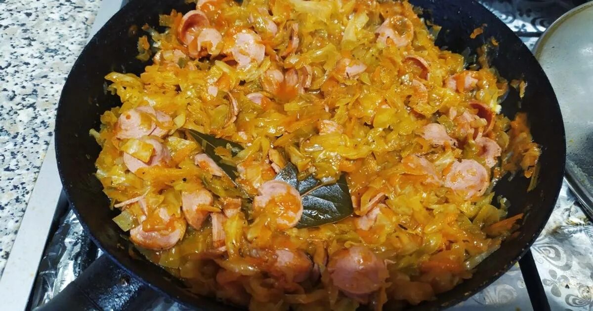 Капуста жареная с сосисками фото рецепт Тушёная капуста с сосисками - покроковий рецепт з фото. Автор рецепта Маргарита 