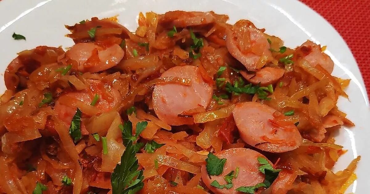 Капуста жареная с сосисками фото рецепт Тушеная капуста с сосисками и картофелем - смотреть видео онлайн от "Batyanya" в