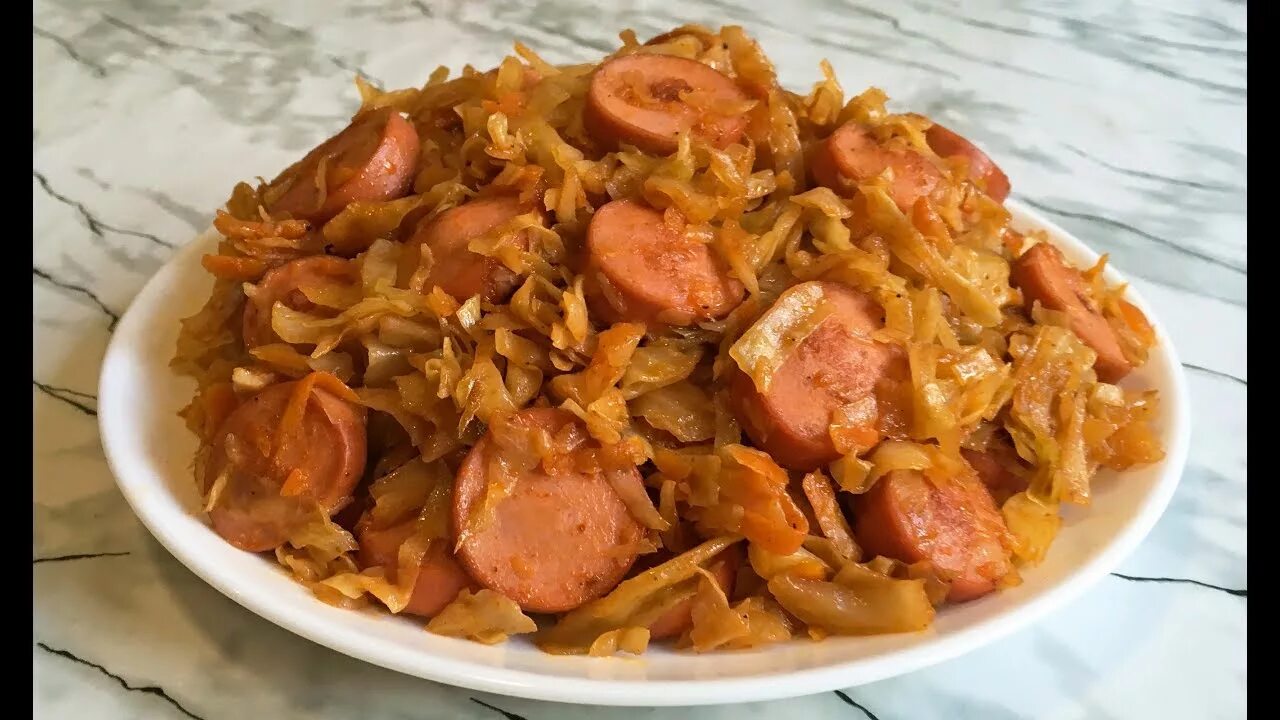 Капуста жареная с сосисками фото рецепт Такое Блюдо Вы Точно Не Пробовали Тушеная Капуста с Сосисками Потрясающее Сочета