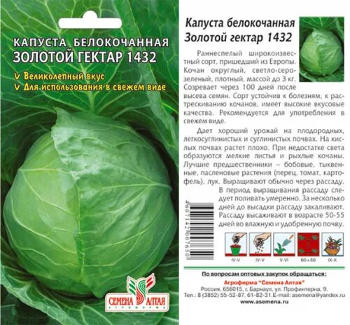 Капуста золотой гектар описание сорта фото Капуста белокоч. Золотой гектар 1432 1 гр б.п.