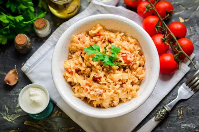 Капусты с рисом фаршем фото Тушеная капуста с фаршем и рисом - пошаговый рецепт с фото на Повар.ру
