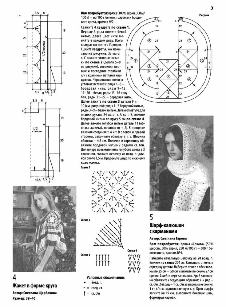 Капюшон вязаный крючком схема и описание мод.3, 4 жакет кругом журнал вяжем крючком № 12 2017 Pinterest