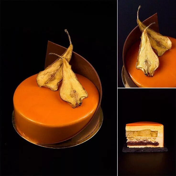 Карамелизированная груша для торта для декора Nina Tarasova on Instagram: "Entremet "Caramel pear": devil’s food sponge; White