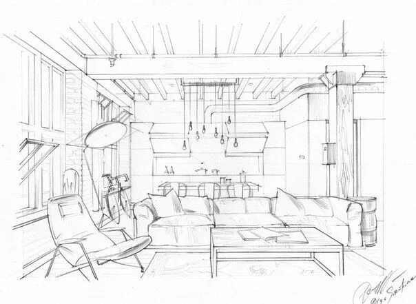 Карандаш дизайн студия Sketch Interior design drawings, Interior design sketches, Interior sketch