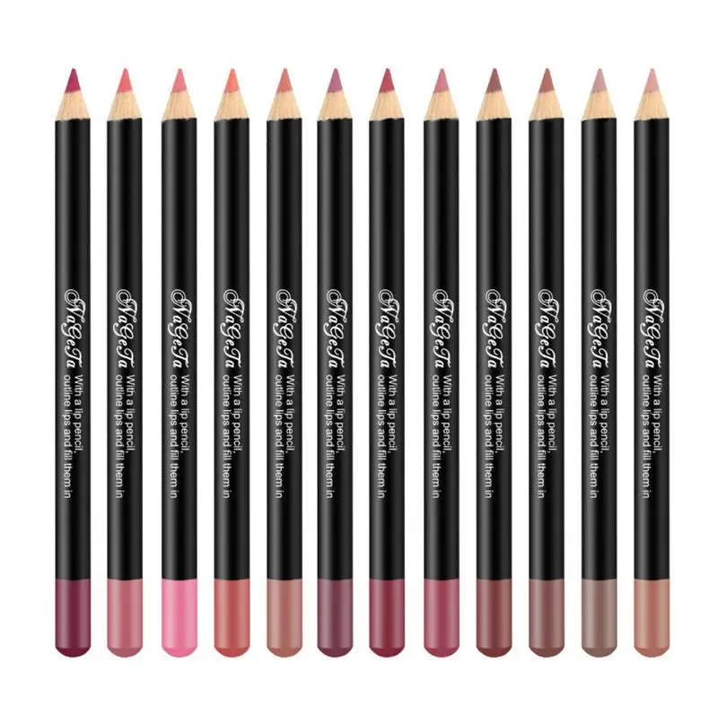Карандаш для макияжа 12 Colors Matte Lip Liner Pencil Makeup Set Kit Natural Waterproof Long Lasting 