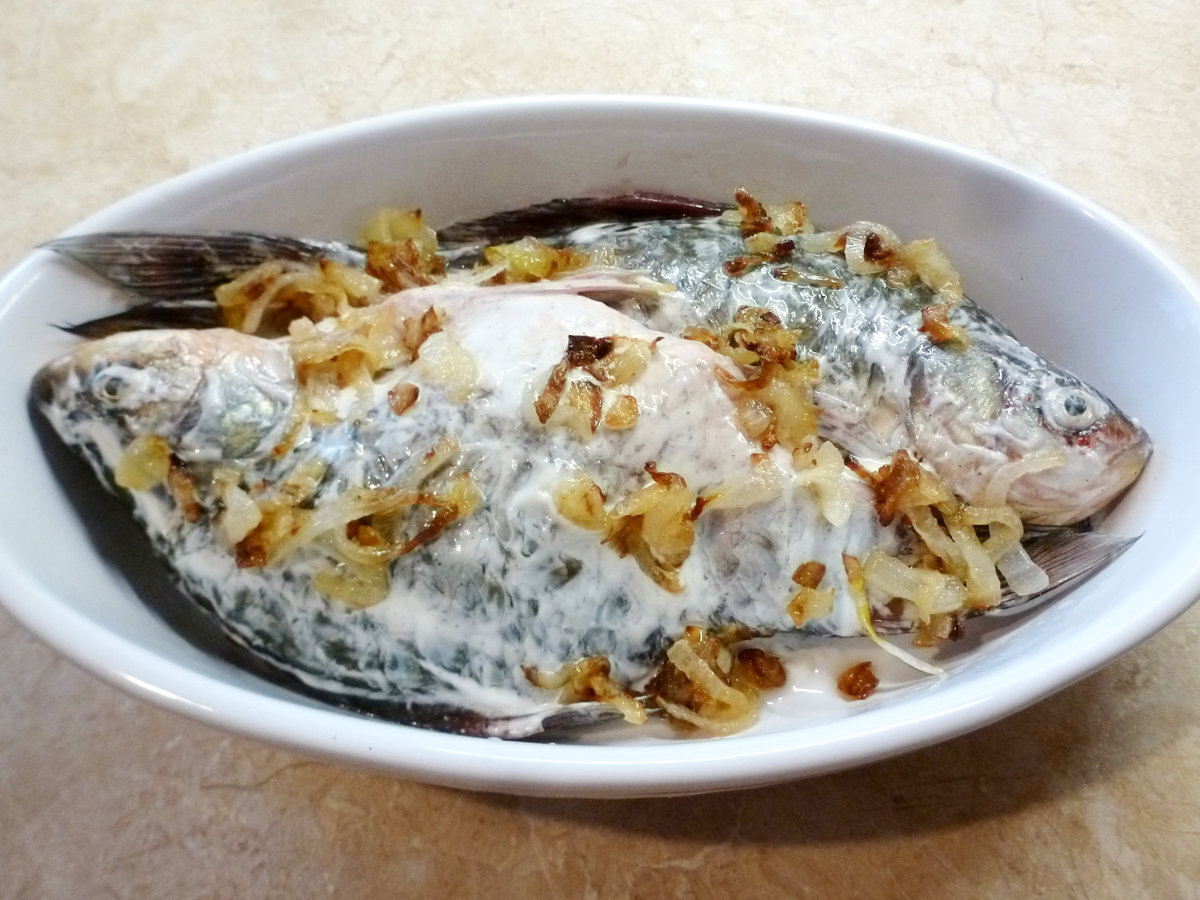 Карась в духовке со сметаной фото Запеченные караси в сметане Вкусномир - домашние рецепты. Дзен