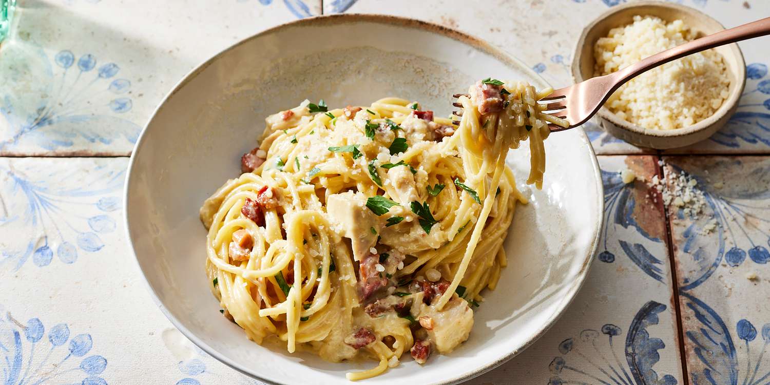 Карбонара фото блюда Chicken Carbonara Pasta Bake Recipe