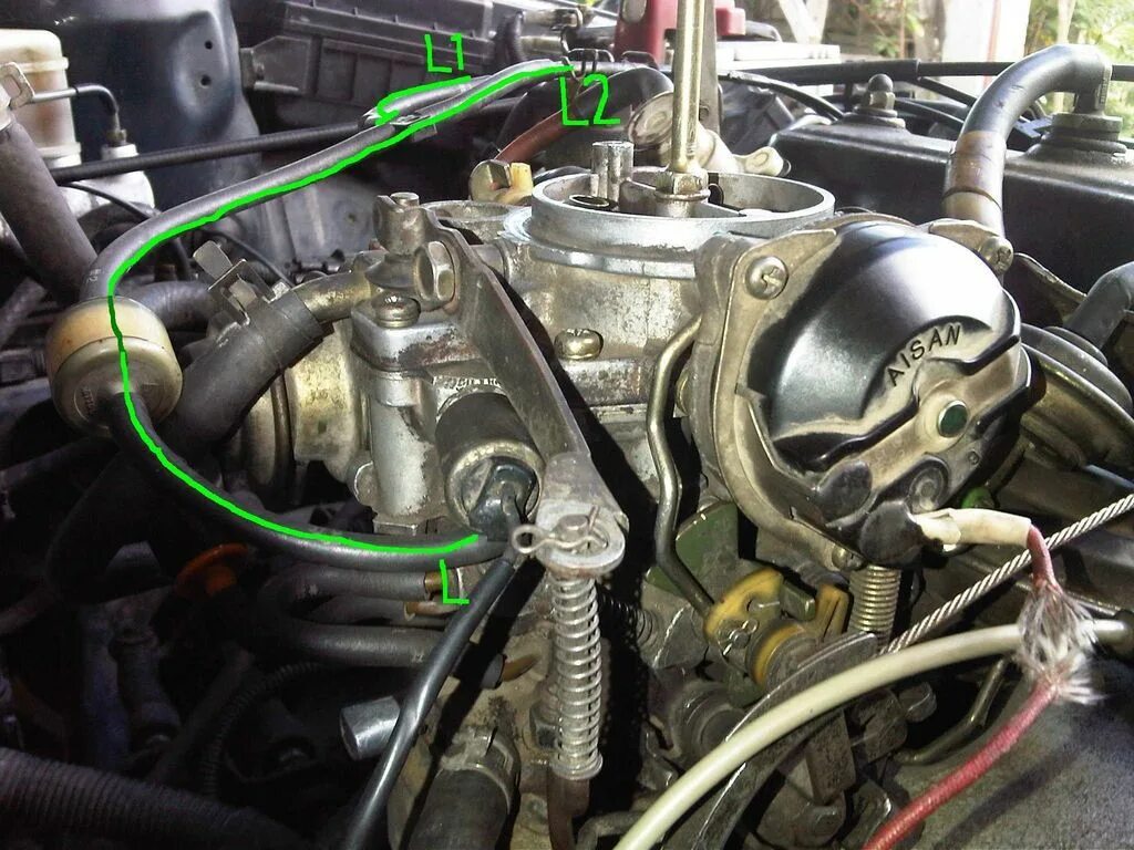 Карбюратор универсальный 1 8 подключение шланчиков Toyota 2e aisan carburetor acclactor wire adjustment - Mechanical/Electrical - P