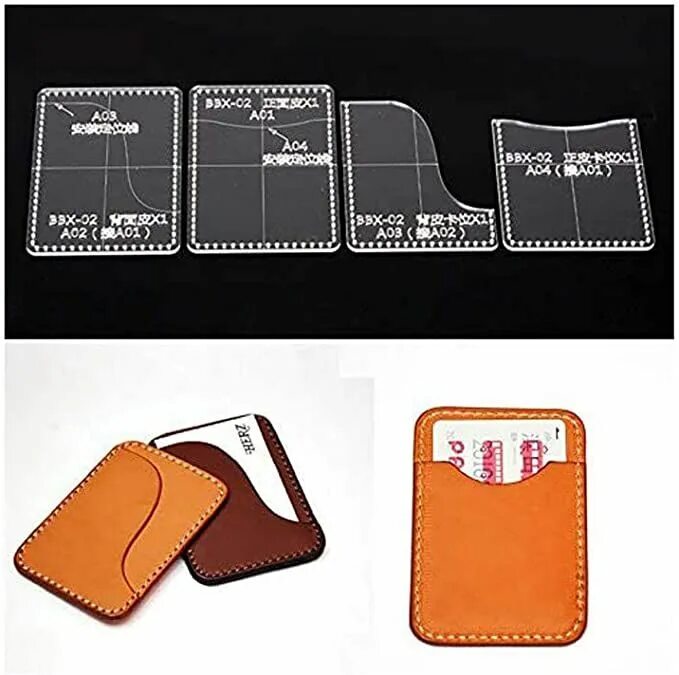 Кардхолдер из натуральной кожи выкройка BAENRCY Card Holder Acrylic Template Bag Leather Pattern