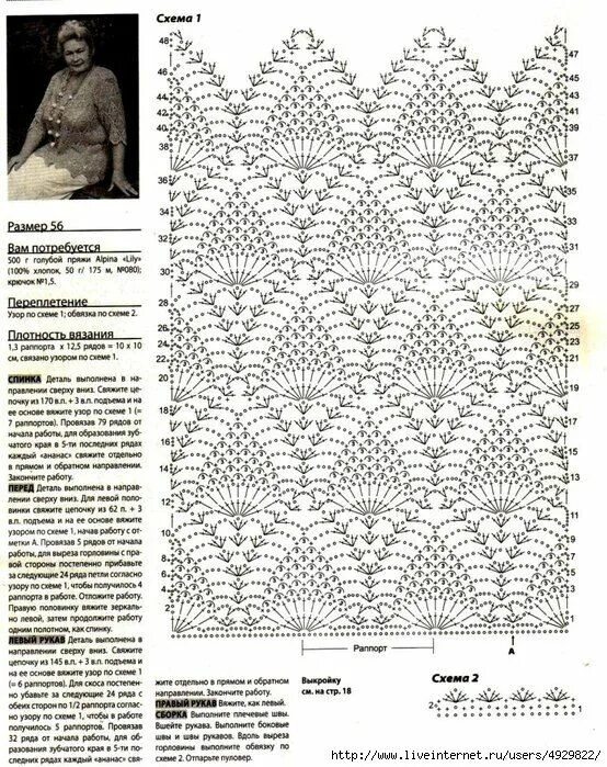 Кардиган ананасами крючком схема с описанием Ажурные узоры крючком. Вязание, Вязание крючком, Узоры