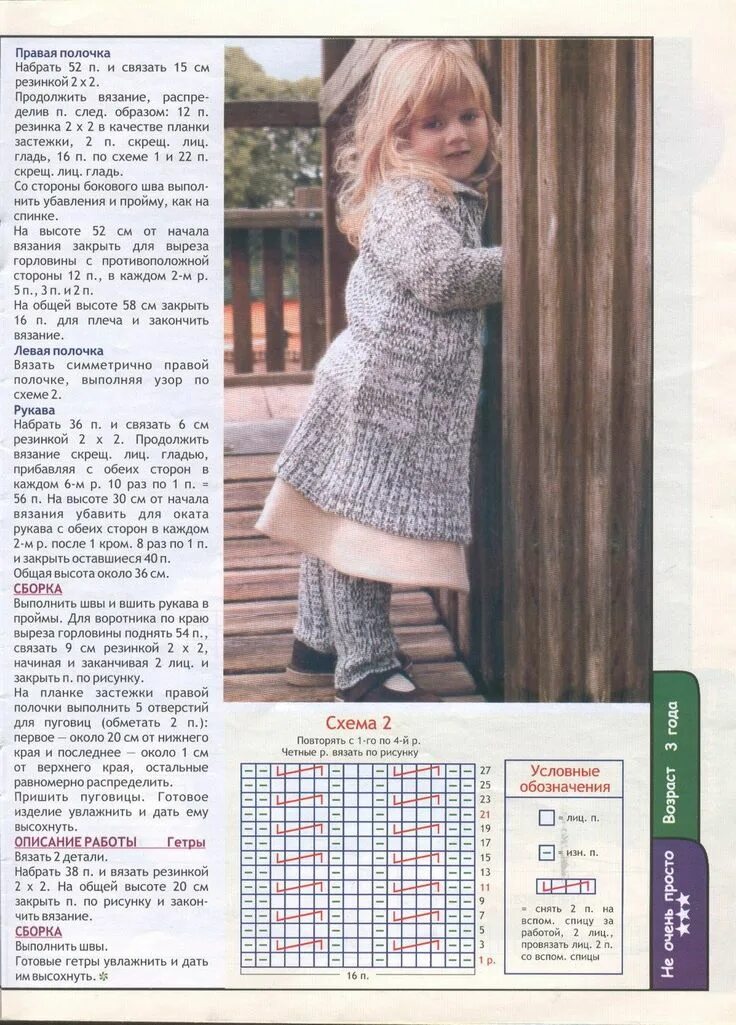 Кардиган девочке спицами схема Вязаное пальто для девочки спицами схемы и описание Детское пальто, Пальто, Вяза