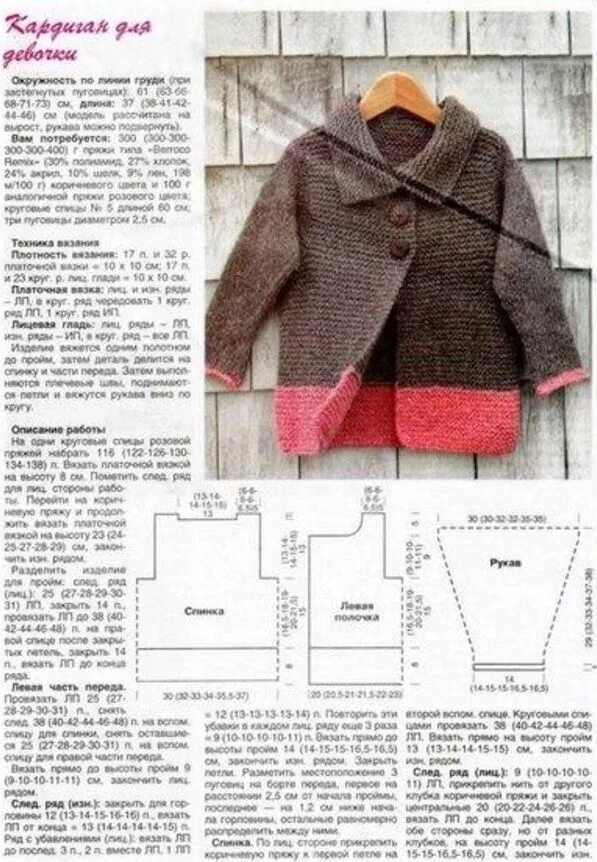 Кардиган девочке спицами схема Детский кардиган спицами Узоры для детских свитеров, Схемы вязания детских вещей