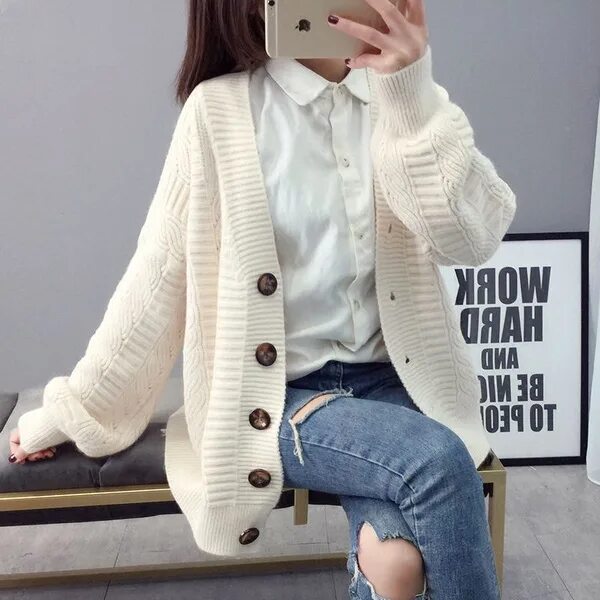 Кардиган корейский стиль женский Кардиган Uniqlo - купить с доставкой по выгодным ценам в интернет-магазине OZON 