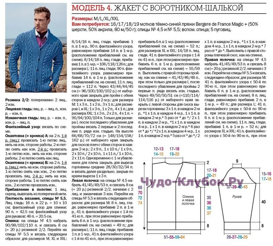 Кардиган мужской спицами схемы 35 Жакет ЧУДО-КЛУБОК.РУ Вязание для мужчин Постила
