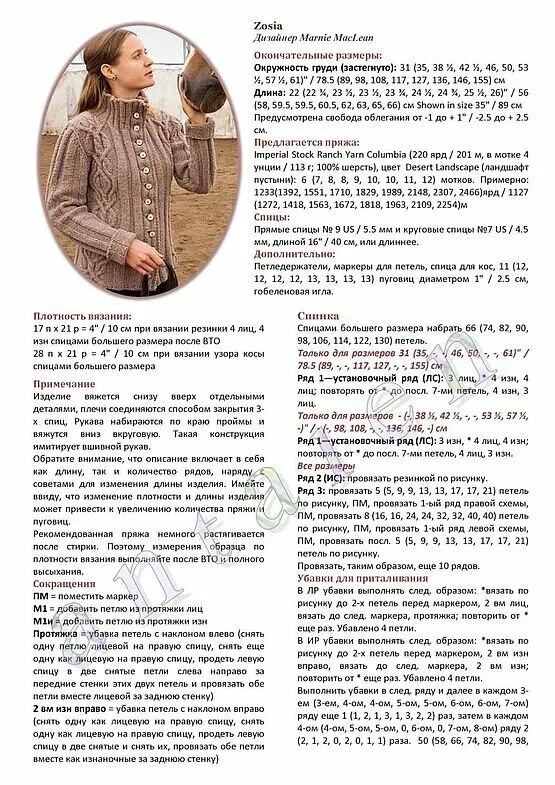 Кардиган с аранами спицами схемы и описание Кардиган Zosia с аранами. MADAM MARRI Дзен