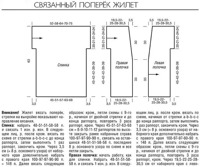Кардиган схема вязания спицами 50 размер Вязаные жилеты 54 размера