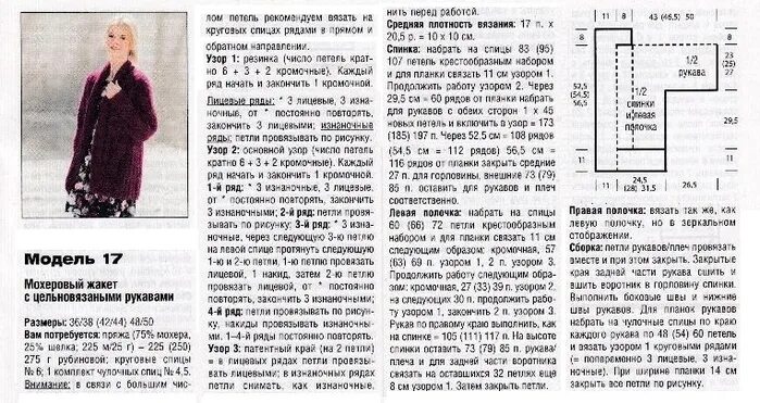 Кардиган схема вязания спицами мохер Кардиган из мохера спицами, советы по выбору инструмента, этапы работы
