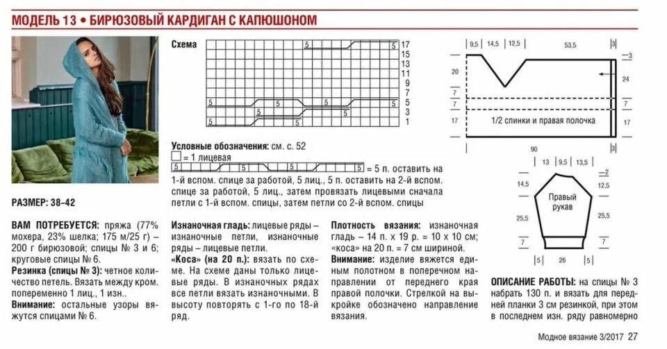 Кардиган спицами с капюшоном для женщин схемы схема1 кардиган с капюшоном / VFL.Ru - ваш личный фотохостинг